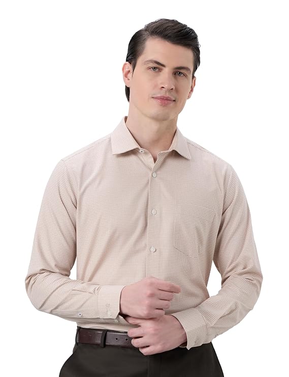 Men’s 100% Cotton Formal Shirt | Textured Self Design | Regular Fit | Taped Construction